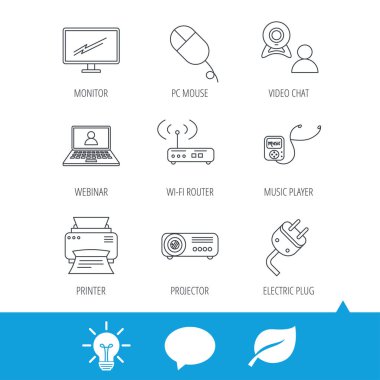 Yazıcı, kablosuz yönlendirici ve projektör simgeler.