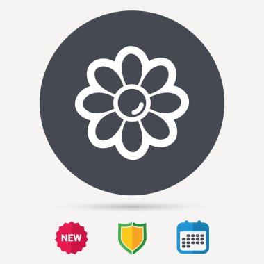 Çiçek simgesi. Çiçekçi bitki yaprakları işareti ile.