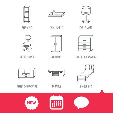 Tek Kişilik Yatak, Tv tablo ve raf simgeler.