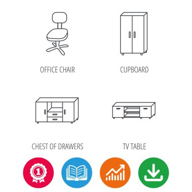 Dolap, Tv tablo ve ofis sandalye simgeleri.