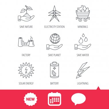 Doğa, gezegen ve su simgeleri kaydedin. Mineraller.