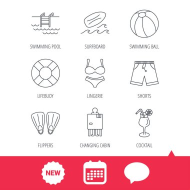 Sörf tahtası, Yüzme Havuzu ve gövdeleri simgeler.