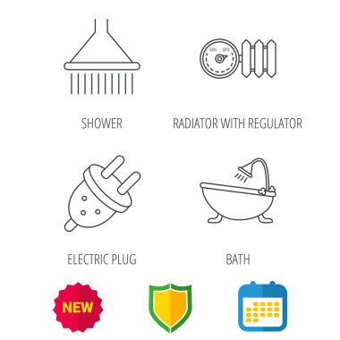 Duş, banyo ve elektrik simgeler takın.