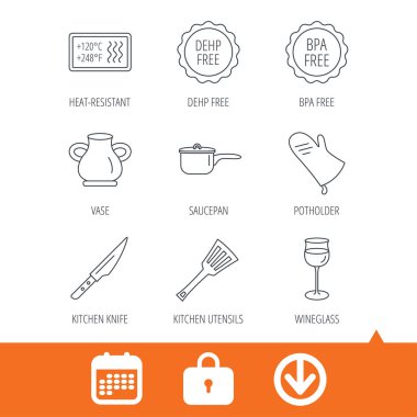 Tencere, potholder ve bardağı simgeleri.