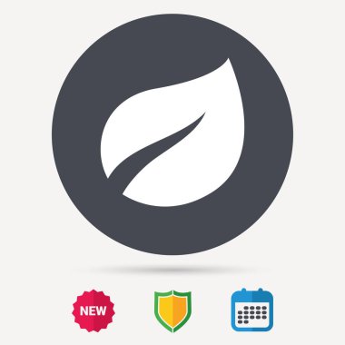 Yaprak simgesi. Taze organik ürün işareti.