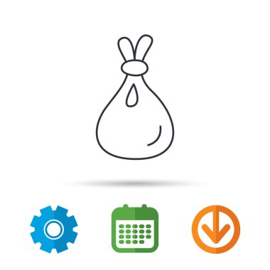 Çuval bezi çuval simgesi. Tekstil çanta işareti.