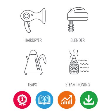 Ütü, su ısıtıcısı ve blender simgeleri Buhar.