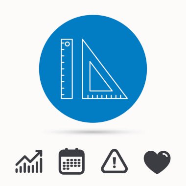 Üçgen cetvel simgesi. Yeşilaycı işareti.