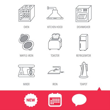 Bulaşık makinesi, buzdolabı ve blender simgeleri.