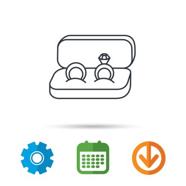 Alyans simgesi. Takı ile elmas işaret.