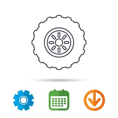 Traktör tekerlekli simgesi. Lastik Servisi işareti.