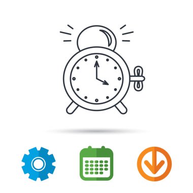 Çalar saat simgesi. Mekanik retro saat işareti.