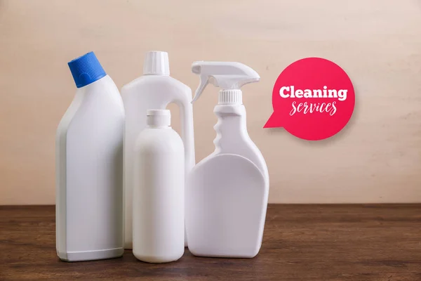 Mock-up plastic cleaning bottles. Mockup concept. — Stock Photo, Image