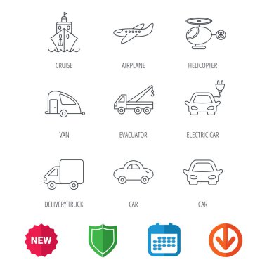 Ulaşım simgeler. Araba, gemi ve kamyon işaretleri.