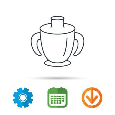 Yürümeye başlayan çocuk emzik Kupası simgesi. Bebek kupa işareti.