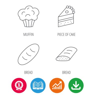 Tatlı kek, kek ve ekmek simgeleri.