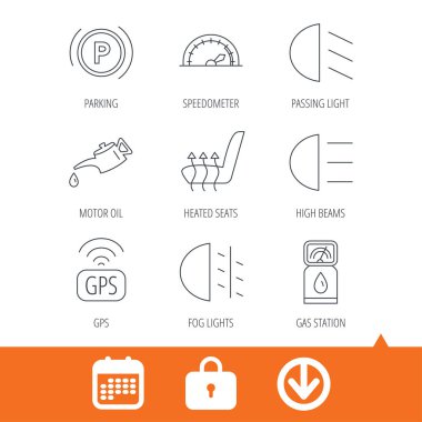 Sis ışıkları ve gps simgeleri geçen motor yağı.