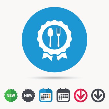 Ödül madalya simgesi. Gıda kazanan amblemi işareti.