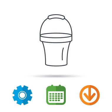 Kova simgesi. Çöp kutusu işareti. Bahçe ekipmanları.