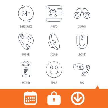 Telefon, batarya ve SSS konuşma balonu simgeleri.