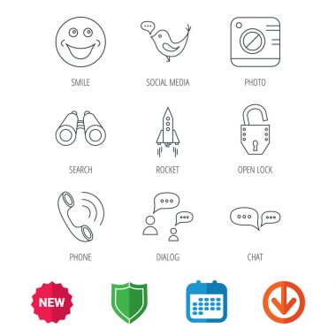 Çağrı telefon, konuşma balonu ve fotoğraf simgeler sohbet.