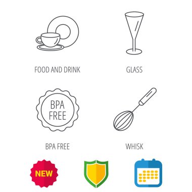 Gıda ve içecek, cam ve çırpma teli simgeleri.