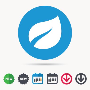 Yaprak simgesi. Taze organik ürün işareti.