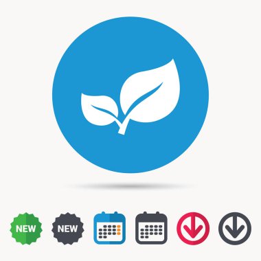 Yaprak simgesi. Taze organik ürün işareti.