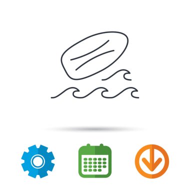 Sörf tahtası simgesi. Sörf işareti dalgalar.