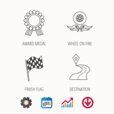 Kazanan ödül madalya, hedef ve bayrağı simgeleri.