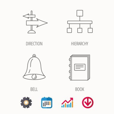 Kitap, hiyerarşi ve yön okları simgeleri.