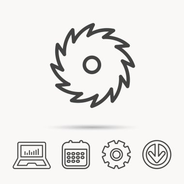 Daire testere simgesi. Kesme disk işareti.