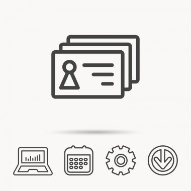 İlgili kişi kartları simgesi. Kimlik rozetleri işareti.