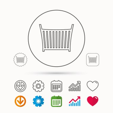 Bebek beşik yatak simgesi. Beşik veya karyolası işareti.