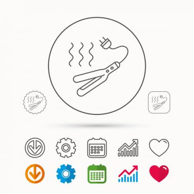 Saç maşası simgesi. Saç modeli elektrikli araç işareti.