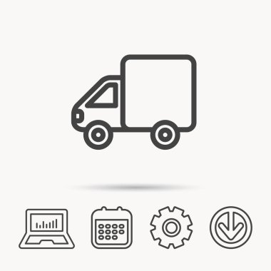 Teslimat kamyonu simgesi. Ulaşım araba işareti.