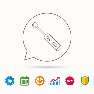 Elektrikli diş fırçası simgesi. Diş işareti Temizleme.