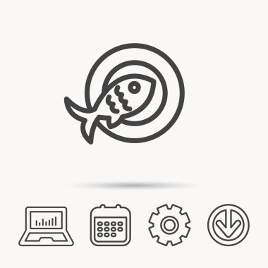 Balık simgesi. Deniz ürünleri işareti. Vejetaryen yiyecekler sembolü.