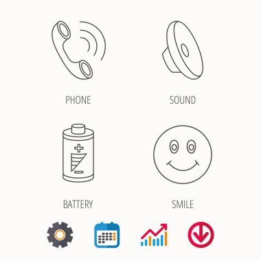 Telefon görüşmesi, pil ve ses simgelerini.