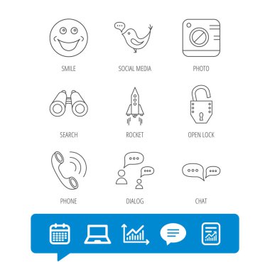Çağrı telefon, konuşma balonu ve fotoğraf simgeler sohbet.