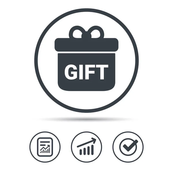 Gift icon. Present box with bow sign. — Stock Vector