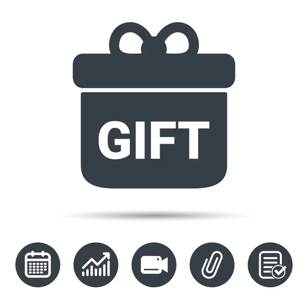 Une icône cadeau. Boîte cadeau avec signe papillon . — Image vectorielle