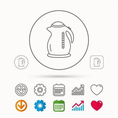 Su ısıtıcı simgesi. Mutfak çaydanlık işareti.