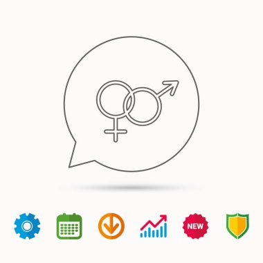 Erkek ve dişi simgesi. Geleneksel cinsellik işareti.