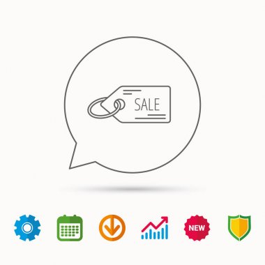 Satılık alışveriş bir ses etiketi simgesi. Etiket işareti indirim.