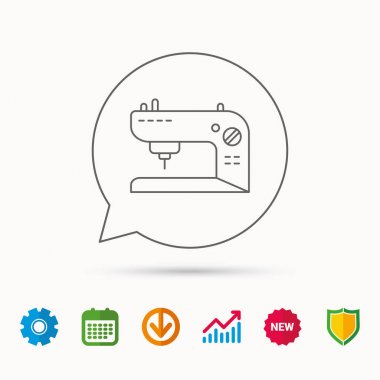 Dikiş makinesi simgesi. Nakış işareti.