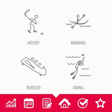 Buz hokeyi, Dalış ve simgeler Kayak.