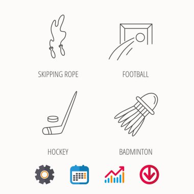 Atlama ipi, futbol ve buz hokeyi simgeleri.