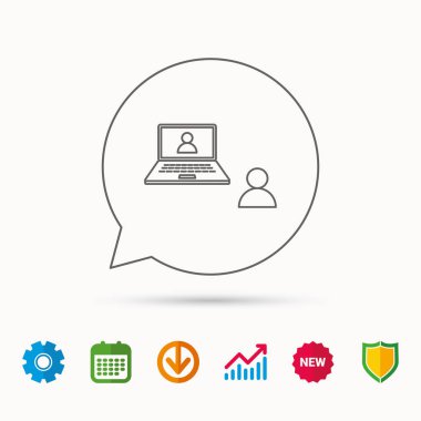 Görüntülü sohbet simgesi. Webcam sohbet işareti.