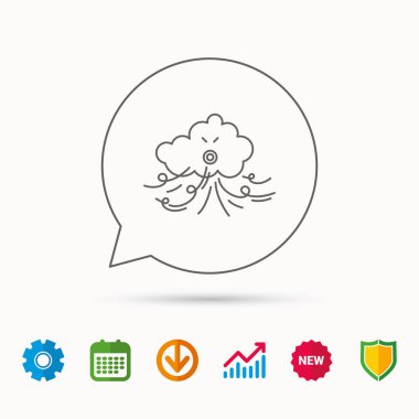 Rüzgar simgesi. Fırtına işaretiyle bulut.